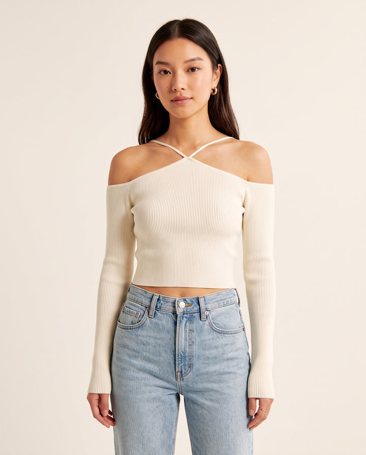 Off-Shoulder Crop Sweater