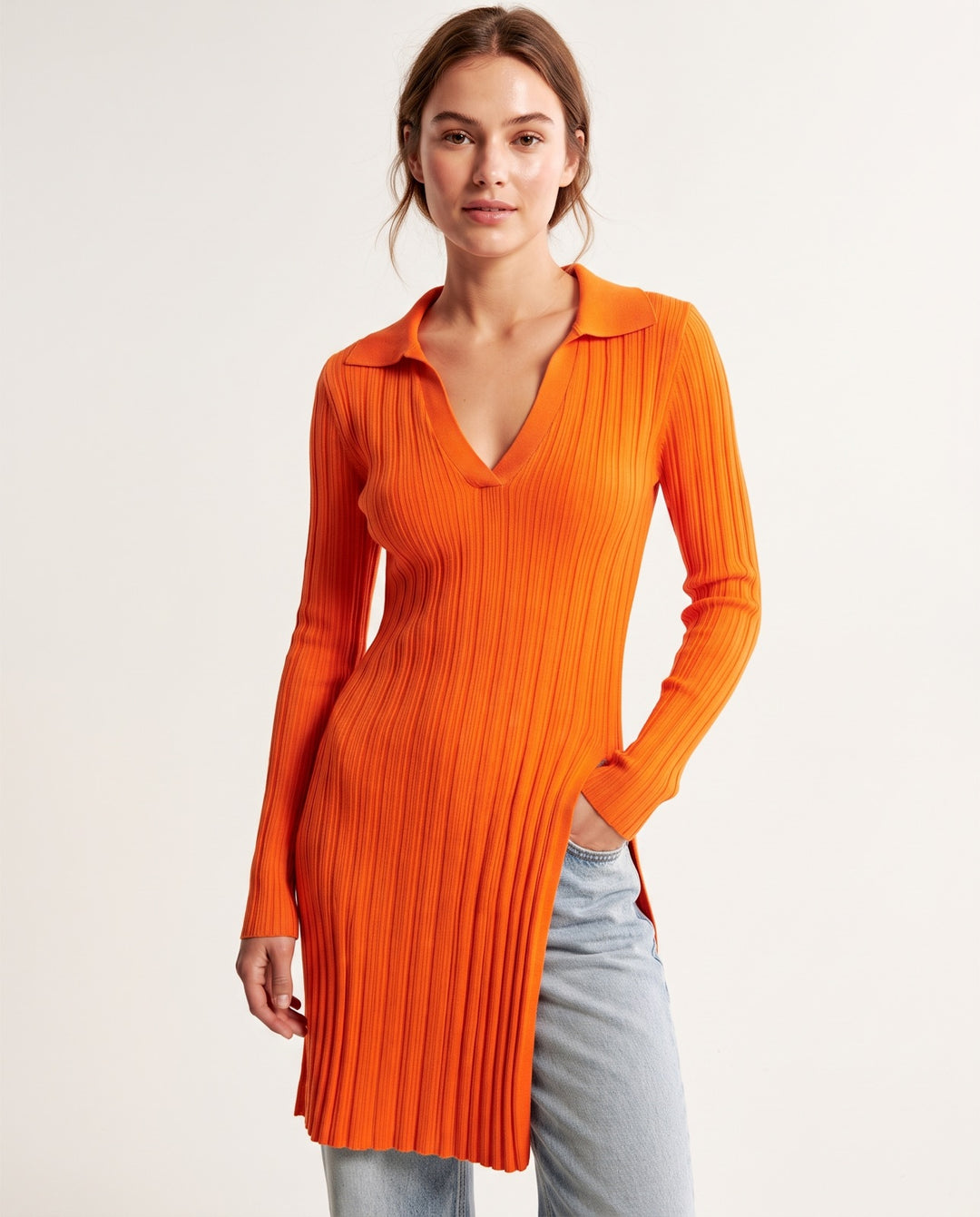 V-Neck Sweater Dress