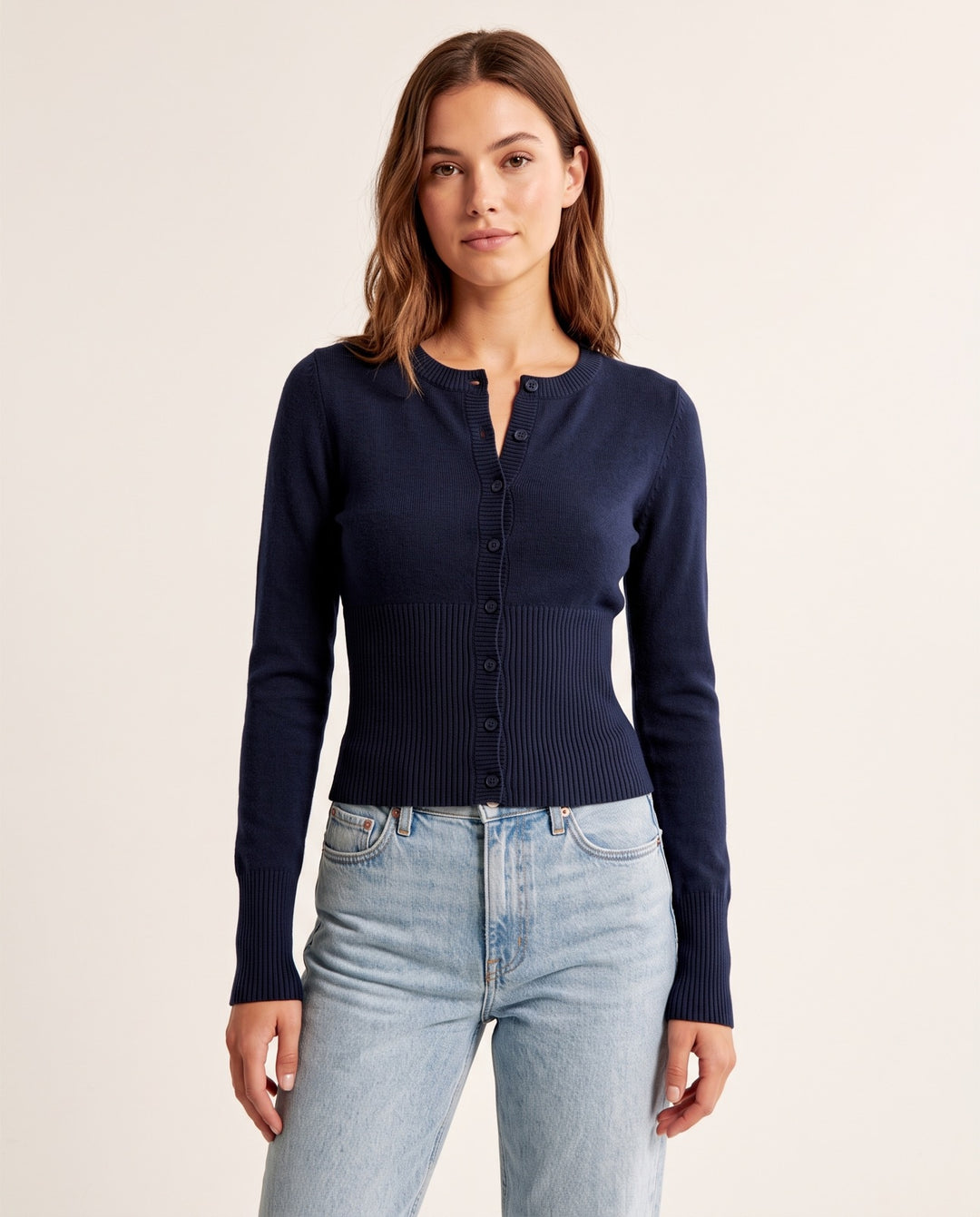 Ribbed Button Cardigan