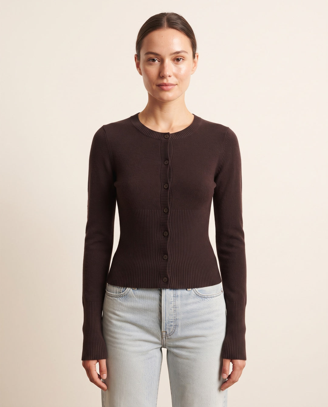 Ribbed Button Cardigan
