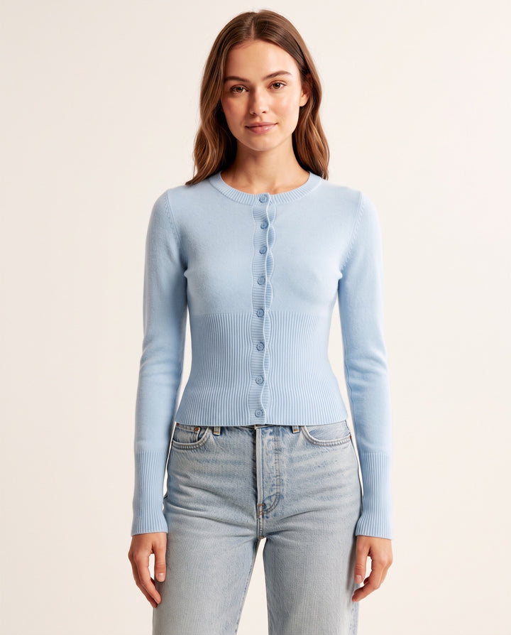 Ribbed Button Cardigan