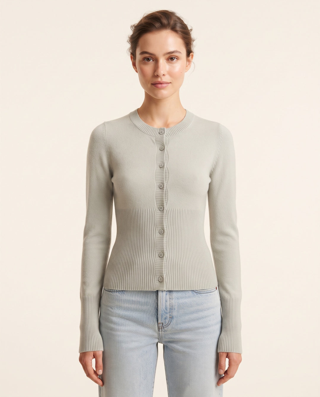 Ribbed Button Cardigan