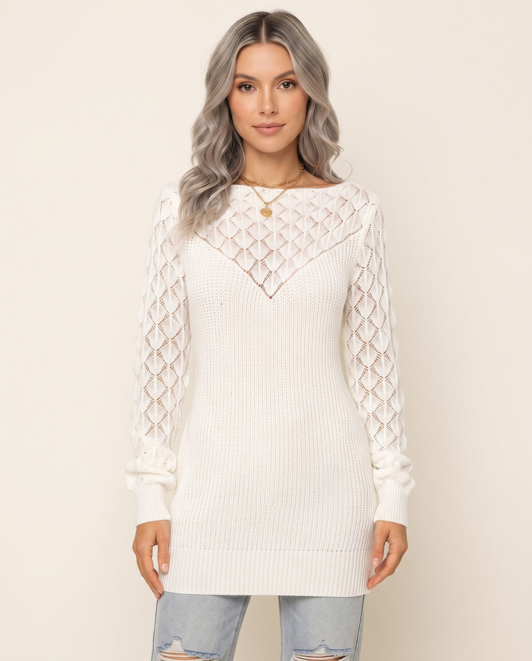 Open-Knit Sweater Dress