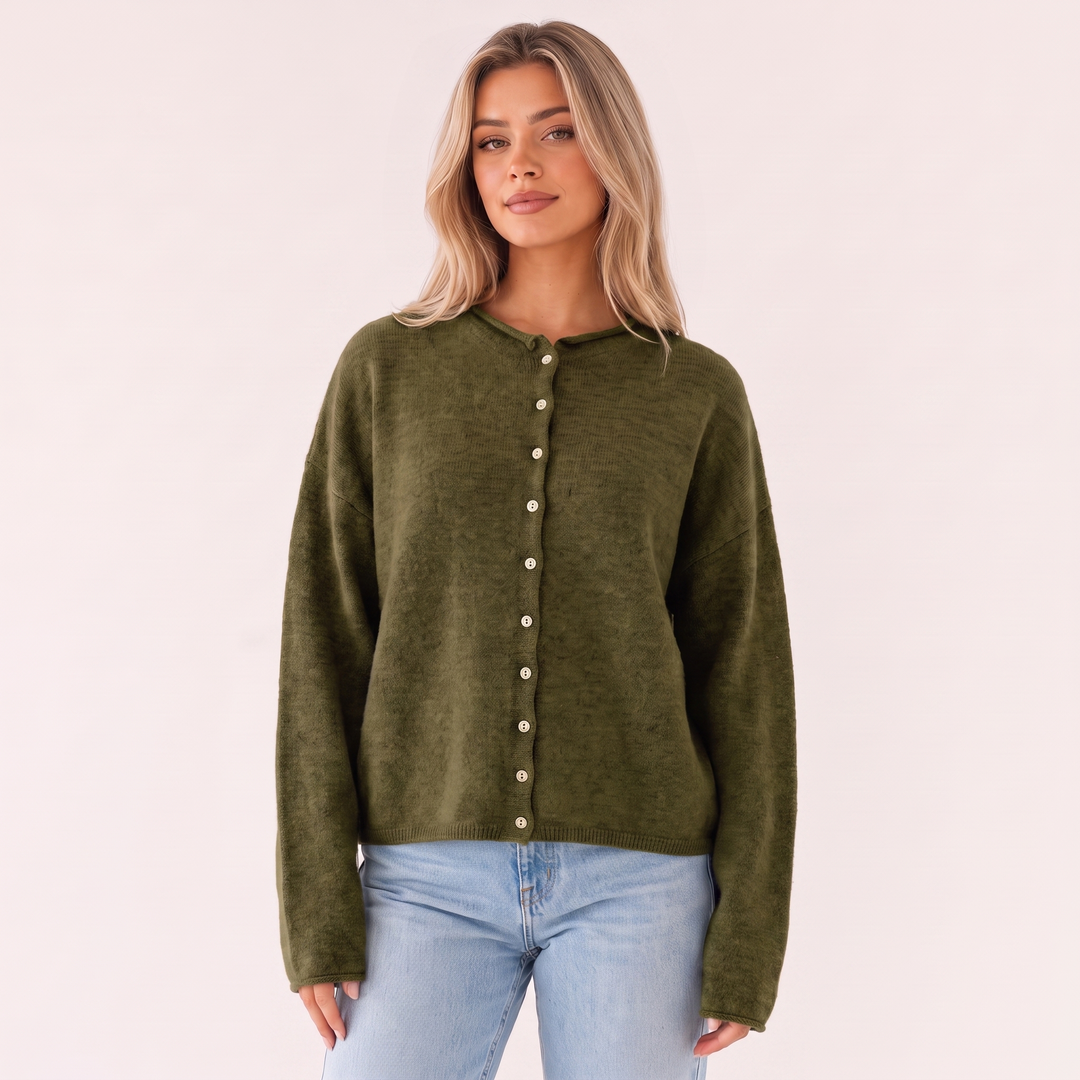 NOÉLLA Vintage Rolled Hem Cardigan