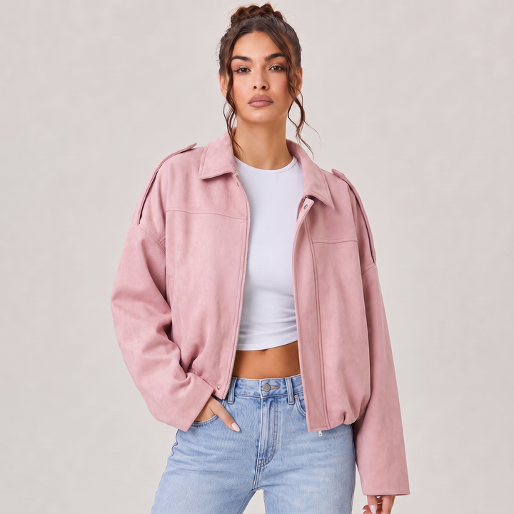 NOÉLLA Suede Bomber Jacket