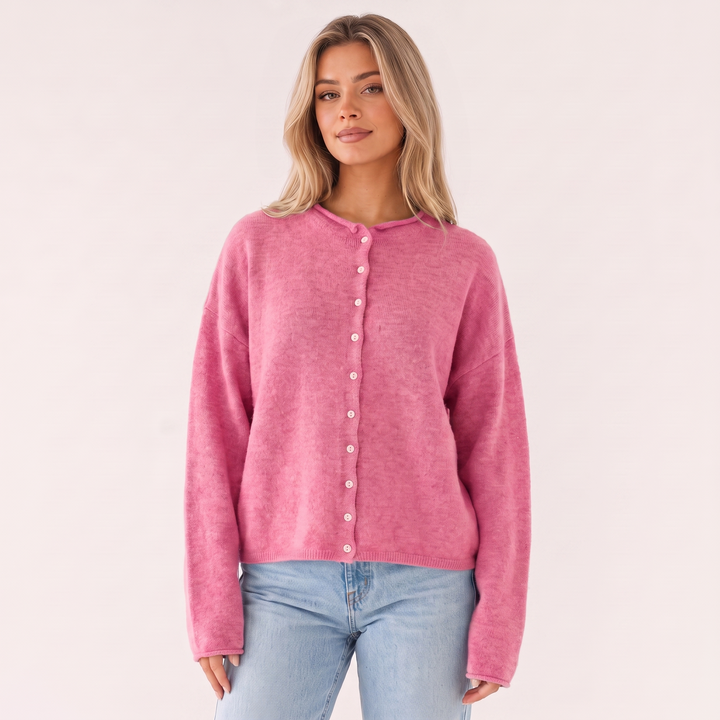 NOÉLLA Vintage Rolled Hem Cardigan