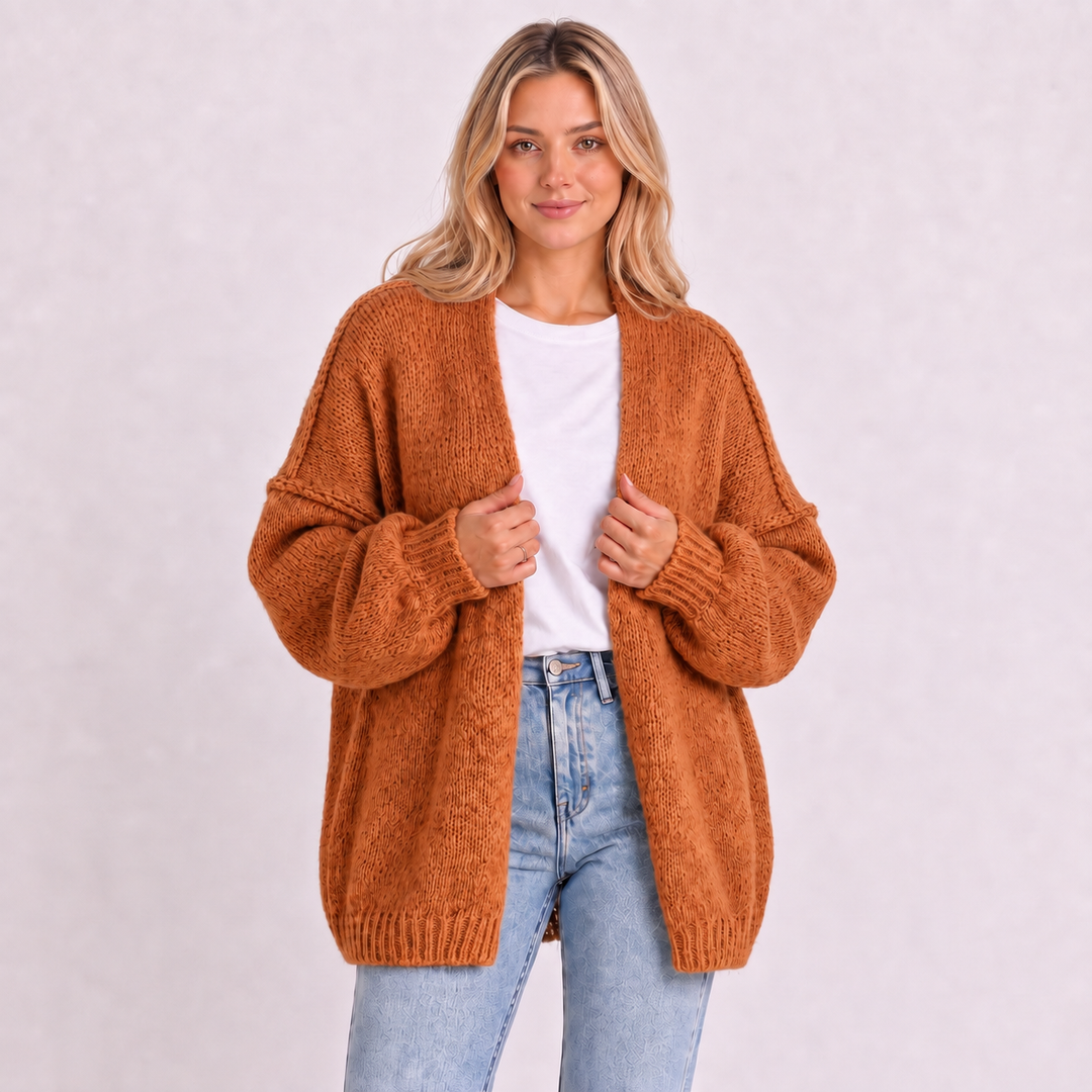 NOÉLLA Oversized Knit Cardigan in Pumpkin - NOÉLLA