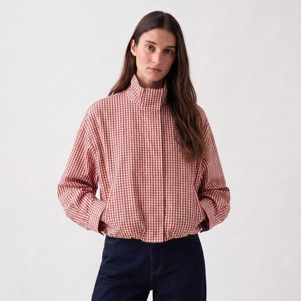 NOÉLLA Cropped Plaid Bomber Jacket