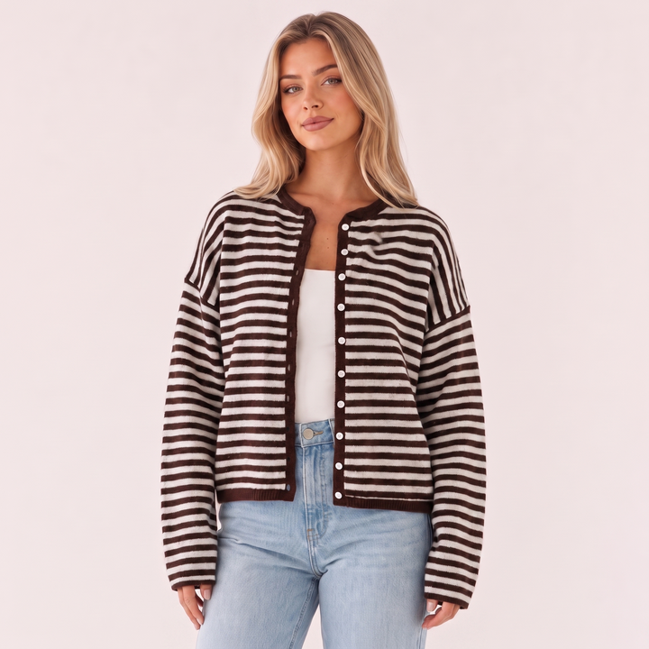 NOÉLLA Vintage Rolled Hem Cardigan