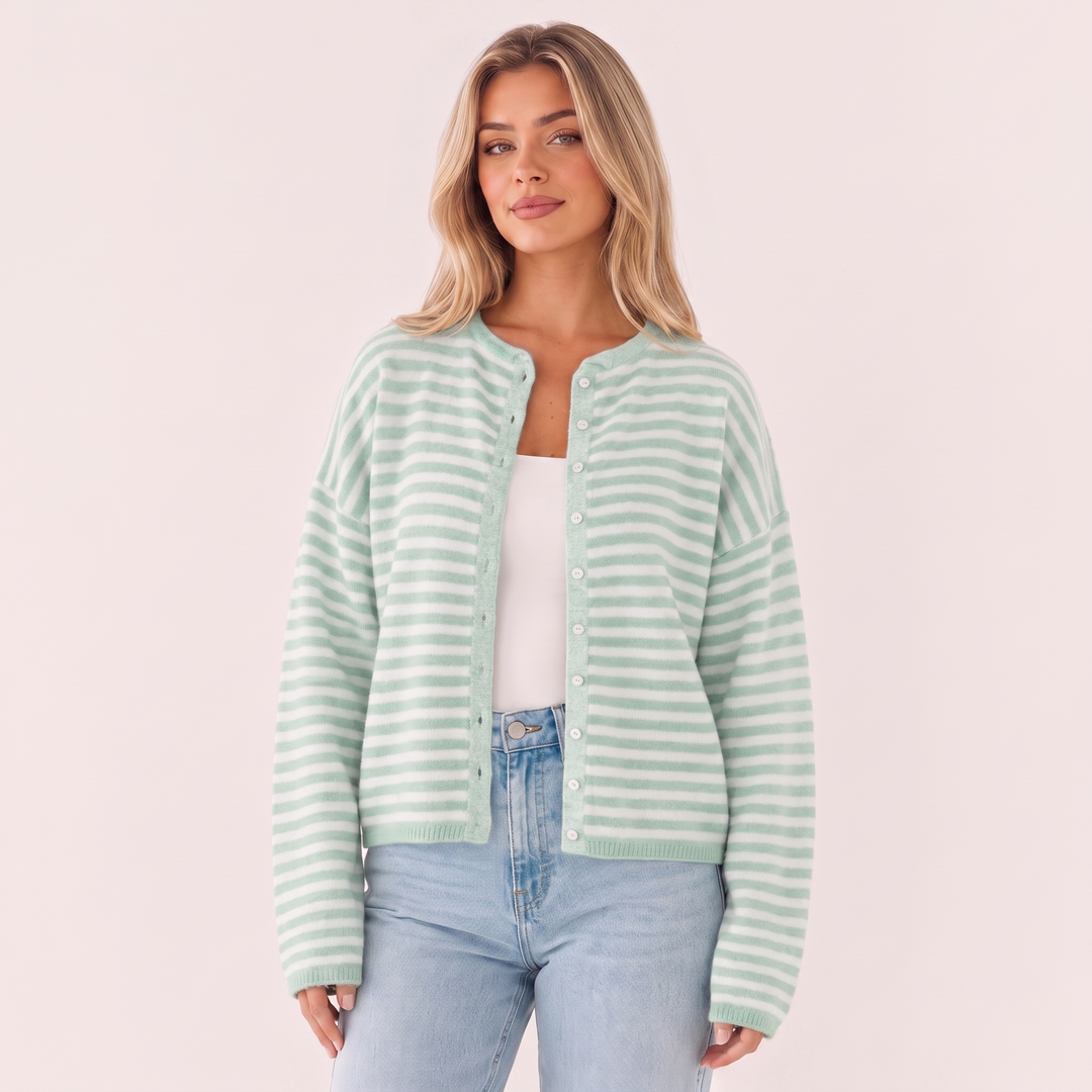 NOÉLLA Vintage Rolled Hem Cardigan
