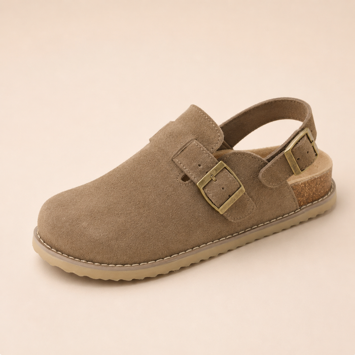 NOÉLLA Genuine Suede Strap-Back Clogs
