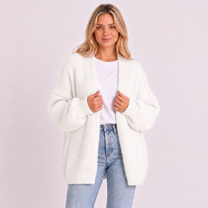NOÉLLA Oversized Knit Cardigan in White - NOÉLLA