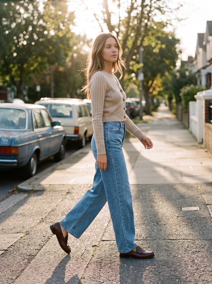 High-Waist Wide-Leg Stretch Jeans - NOÉLLA